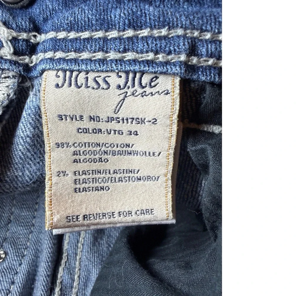 Miss Me Skinny Jeans Womens 27 Blue Embroidered Wing Rhinestone JP5117SK2